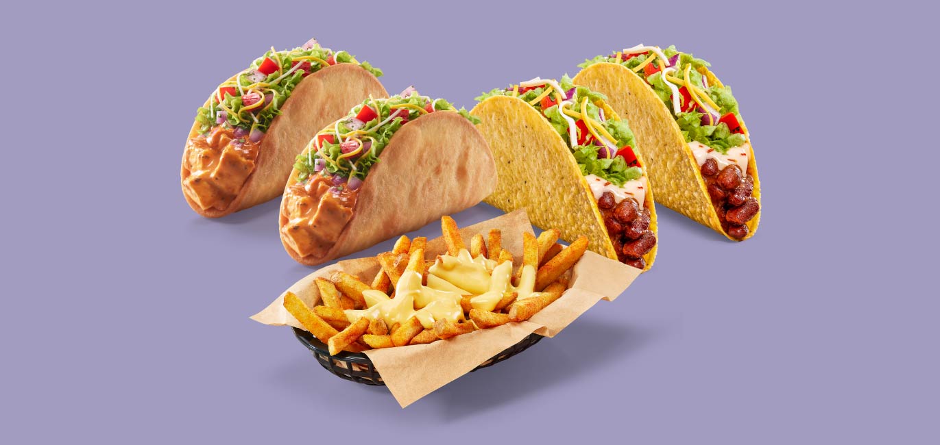 2 Crunchy Tacos + 2 Paneer Makhni Chalupa + Cheesy Fries (Meal for 2-3)